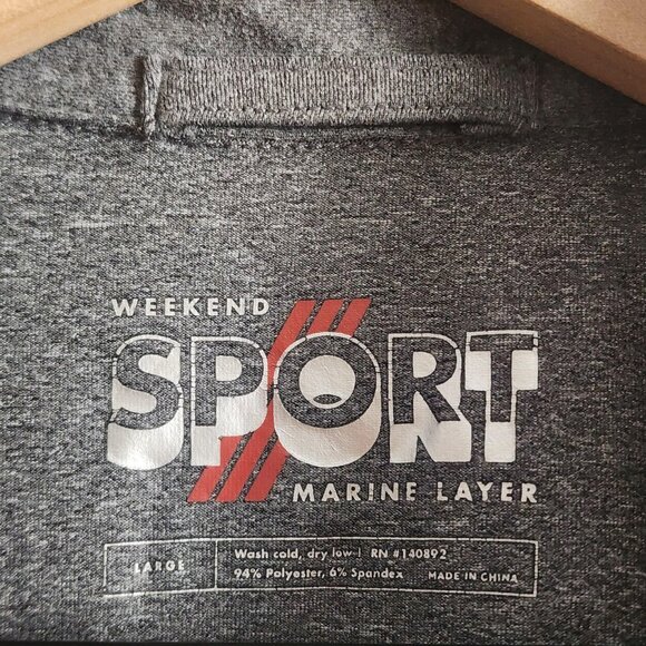 Marine Layer Polo Shirt Mens Large Gray Weekend Sport Performance Stretch Pocket - Picture 3 of 6
